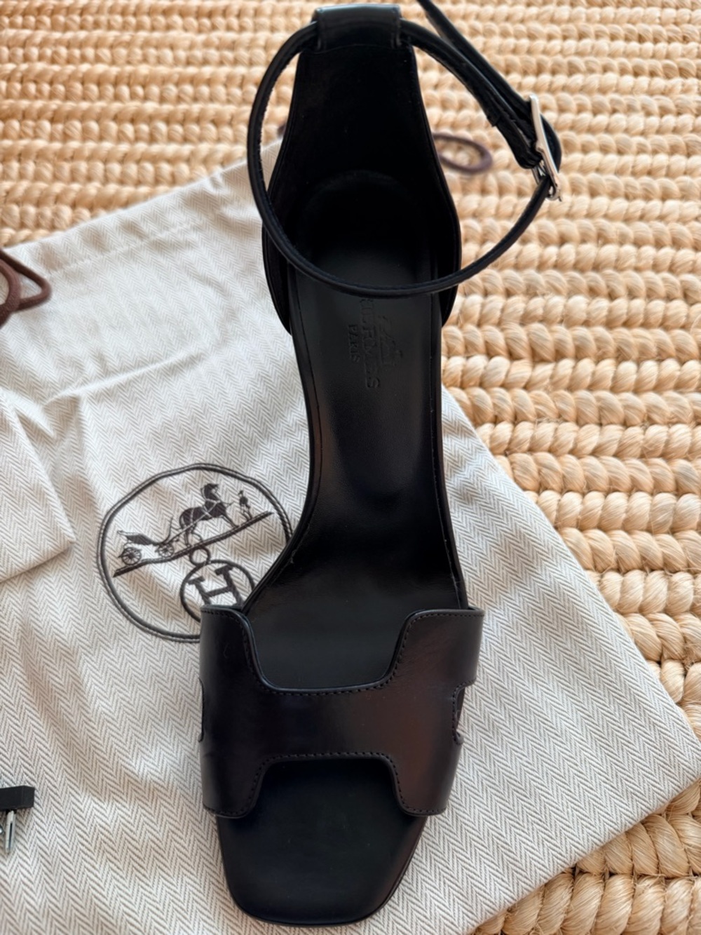 Hermes Black Leather High Heel Sandals - Picture 8 of 10